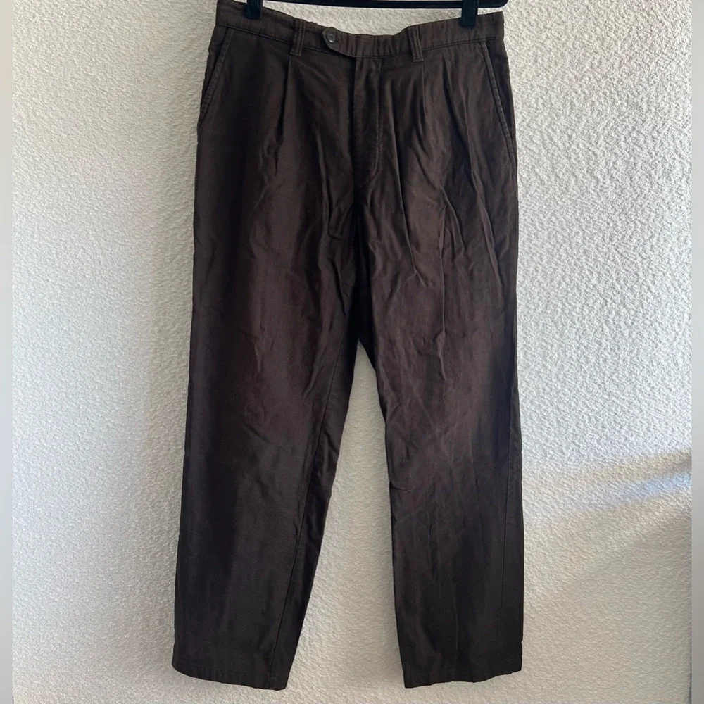 Hugo Boss Men’s Corduroy Cotton Brown Trousers‎ Mitchel Pleated Pants Size 34R